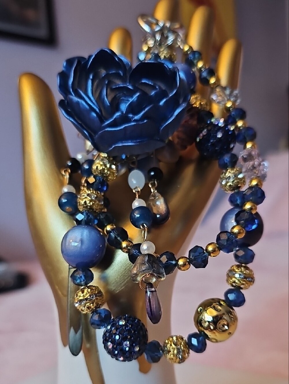 CHARMS: Navy Blue Rose Purse Charm - Picture 3 of 3